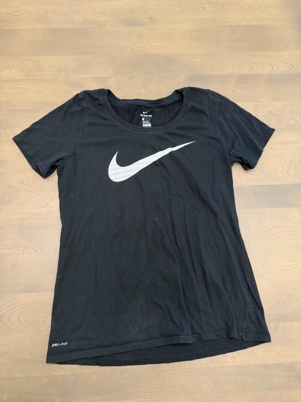 Nike Dri-FIT Black Swoosh Athletic T-Shirt Size Large